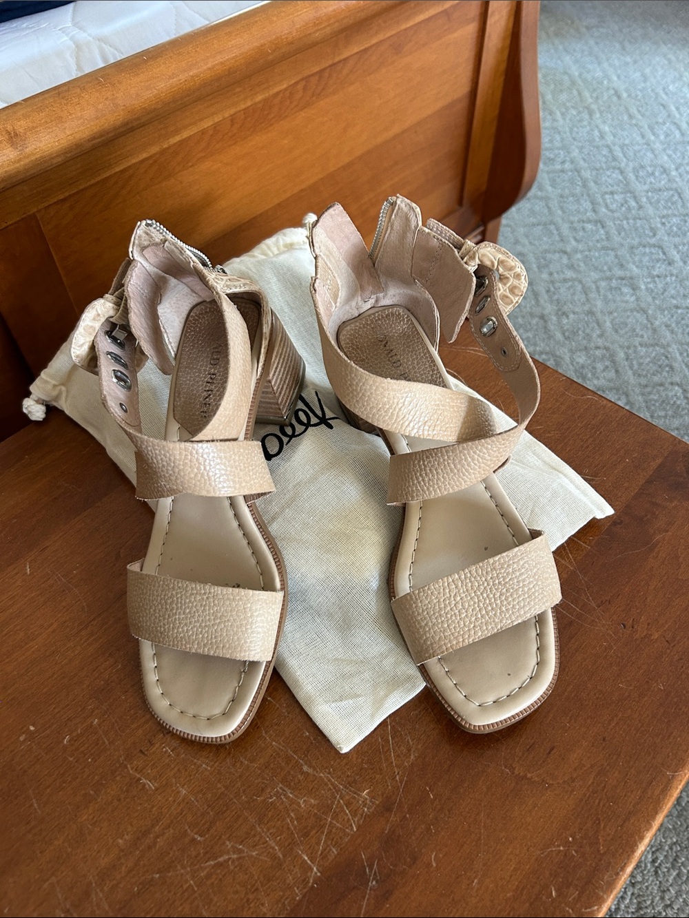 Donald J. Pliner Neutral Croc-Texture Block Heel Sandals - Picture 3 of 4